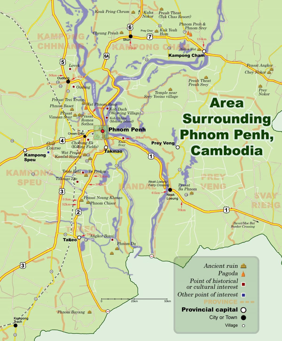نقشہ کے فنام پینہ ، کمبوڈیا