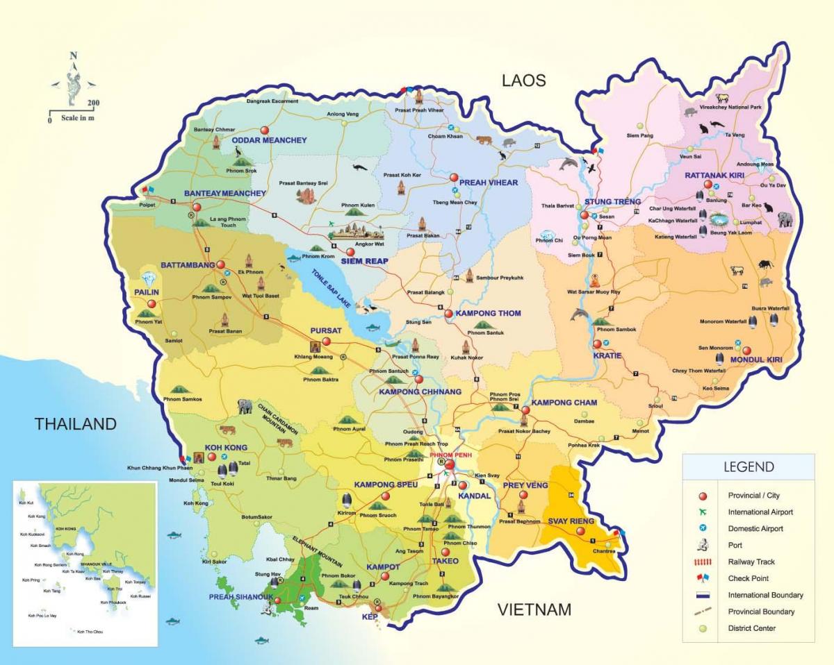 نقشہ کمبوڈیا کے ہوائی اڈوں