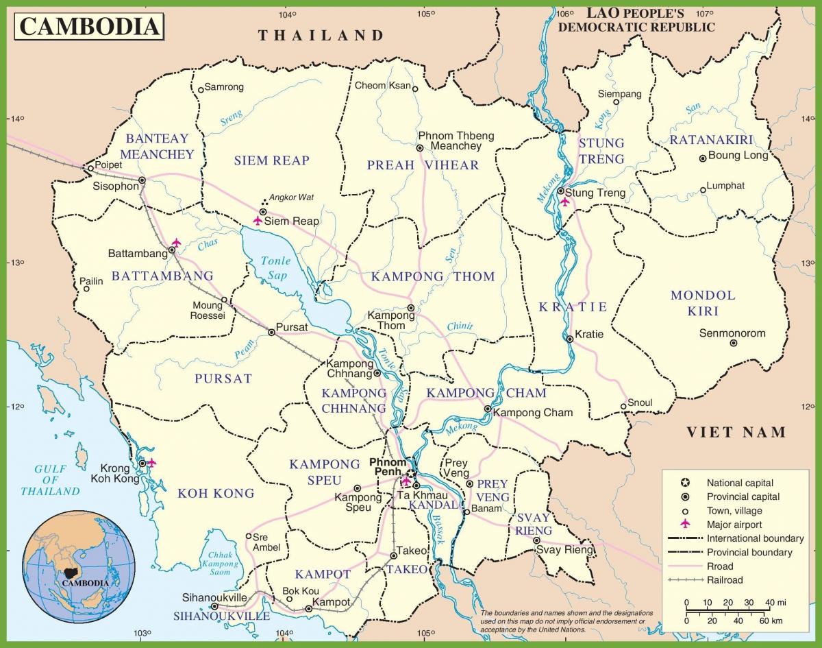 نقشہ کمبوڈیا کے سیاسی